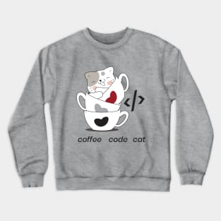 coffee code cat - meow Crewneck Sweatshirt